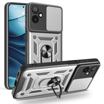 Противоударный чехол Sliding Camshield для Samsung Galaxy M06 5G / F06 5G - серебристый