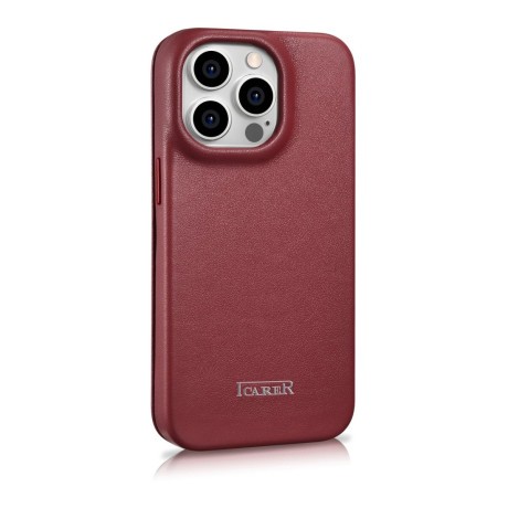Кожаный чехол-книжка iCarer CE Premium для iPhone 14 Pro Max - красный
