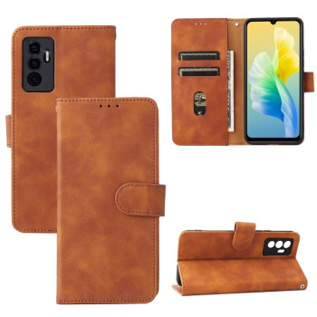 Чехол-книжка Buckle Calf Texture для Vivo S10e / V23e - коричневый