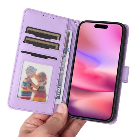 Чохол-книжка BETOPNICE BN-005 2 in 1 Detachable Imitate Genuine Leather для iPhone 16 - фіолетовий