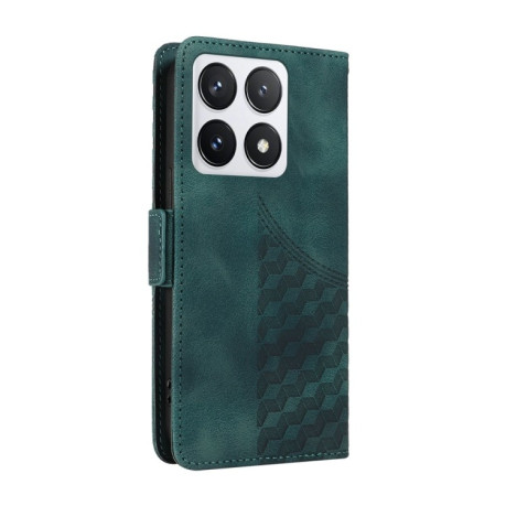Чехол-книжка Embossed Rhombus Starry Leather для Xiaomi 14T Pro - зеленый