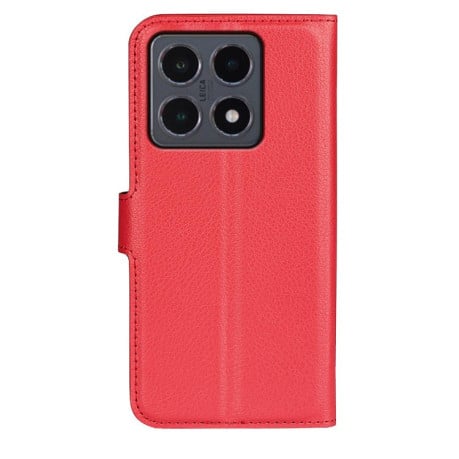 Чехол-книжка с фактурой Litchi и магнитным хлястиком на Xiaomi 15T - красный