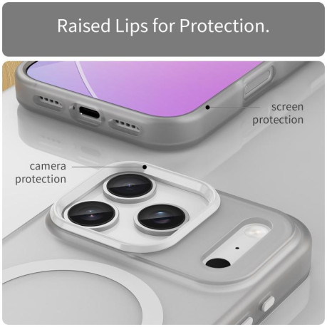 Противоударный чехол MagSafe Frosted Translucent TPU + PC для iPhone 17 Pro - белый