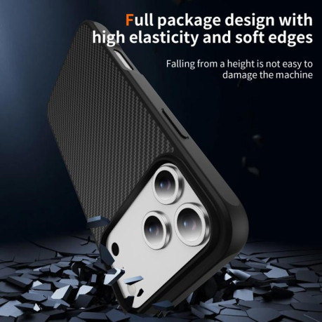 Ударозащитный чехол Carbon Fiber Texture Skin-feel Acrylic на iPhone 17 Pro Max - черный