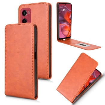 Фліп-чохол Vertical Flip Leather Phone Case with Card Slot для Motorola Moto G05 - коричневий