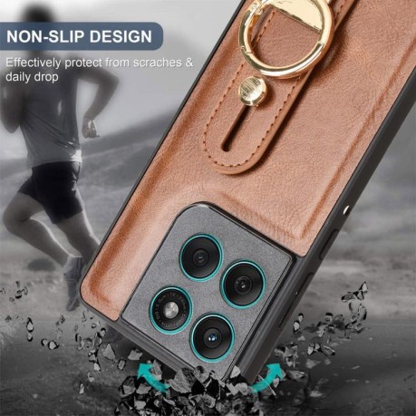Протиударний чохол Wristband Leather Back на Motorola Edge 60 Fusion - коричневий