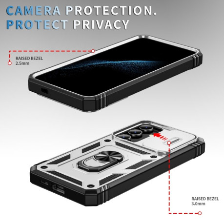 Противоударный чехол Sliding Camshield для Samsung Galaxy S24+ 5G - бело-черный