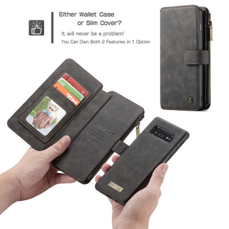 Шкіряний чохол-гаманець CaseMe 007 Series Wallet Style Picture Frame із вбудованим магнітом на Samsung Galaxy S10 Plus-чорний