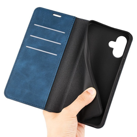 Чохол-книжка Retro Skin Feel Business Magnetic для iPhone 16 - синій