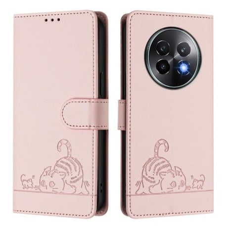 Чохол-книжка Cat Embossing Patternна на Realme 13+ 5G/13 Pro 5G/13 Pro+ - рожевий