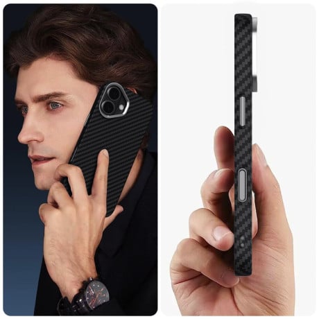 Чехол Tech-Protect Ion Carbon MagSafe на iPhone 17 - black and silver