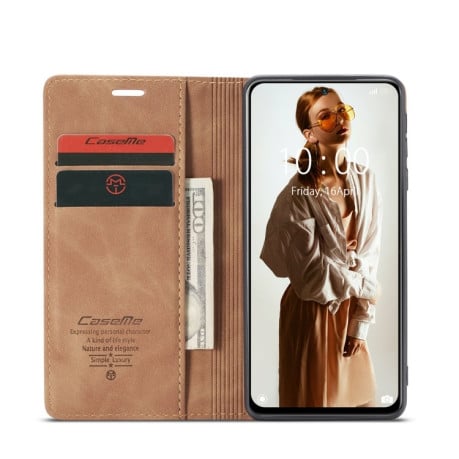Кожаный чехол CaseMe-013 Multifunctional на Xiaomi Redmi Note 10 / Note 10s - коричневый