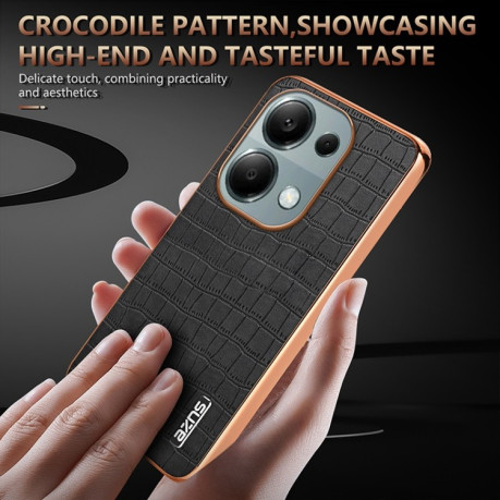 Чехол AZNS Electroplated Frame Crocodile Texture на Xiaomi Redmi Note 14S/ 13 Pro 4G / POCO M6 Pro 4G - зеленый