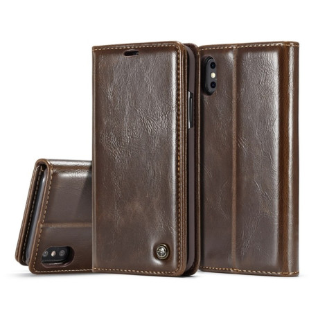Кожаный чехол-книжка CaseMe 003 Series для iPhone X / XS - коричневый