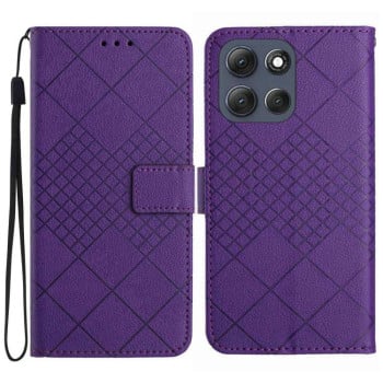 Чехол-книжка Rhombic Grid Texture для Motorola Moto G86 5G  - фиолетовый