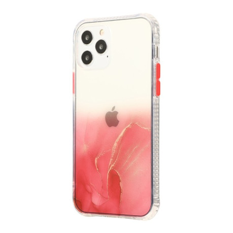 Протиударний чохол Marble Pattern Glittery Powder на iPhone 12 Pro Max - прозоро-червоний