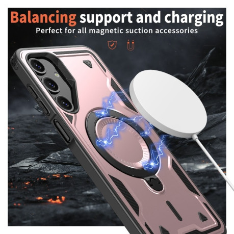 Противоударный чехол MagSafe Holder Armor PC Hybrid для Samsung Galaxy A16 5G - розовое золото