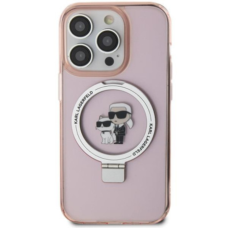 Оригінальний чохол Karl Lagerfeld Ring Stand Karl Choupette MagSafe для iPhone 15 Pro - pink(KLHMP15LHMRSKCP)