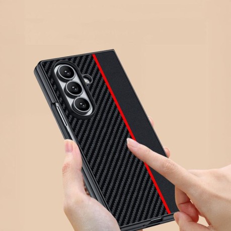 Противоударный чехол Carbon Fiber Texture Printing для Samsung Galaxy Fold 7 - черно-синий