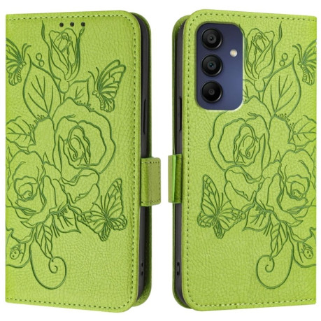 Чохол-книжка Embossed Rose RFID Anti-theft Leather для Samsung Galaxy A16 5G - зелений