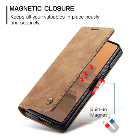 Чехол-книжка CaseMe-013 Multifunctional на Samsung Galaxy Fold 7 - коричневый