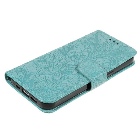 Чехол-книжка Lace Flower Embossing для Motorola Edge 60 Fusion 5G - зеленый
