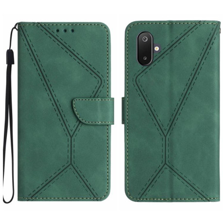 Чехол-книжка Stitching Embossed Leather для Samsung Galaxy F06 5G / M06 5G - зеленый