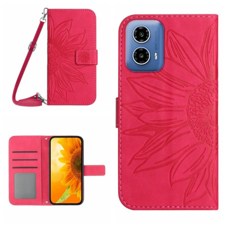 Чехол-книжка Skin Feel Sun Flower для Motorola Moto G35 5G - пурпурно-красный
