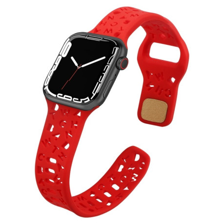 Ремінець English Letters для Apple Watch Series 8 / 7 41mm / 40mm / 38mm - червоний