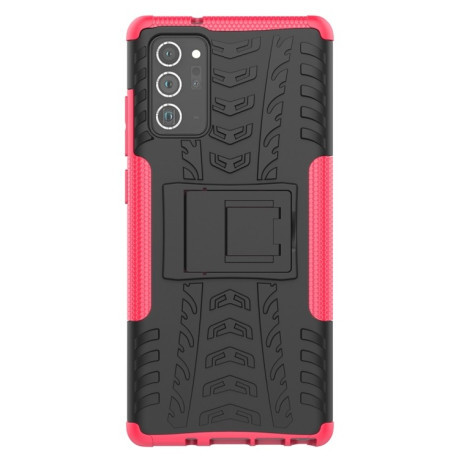 Противоударный чехол Tire Texture на Samsung Galaxy Note 20 - пурпурно-красный