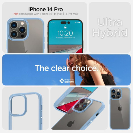 Оригинальный чехол Spigen Ultra Hybrid для iPhone 14 Pro - Sierra Blue