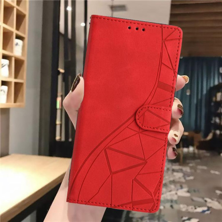 Чехол-книжка Triangles Embossed Leather для Motorola Edge 60 - красный