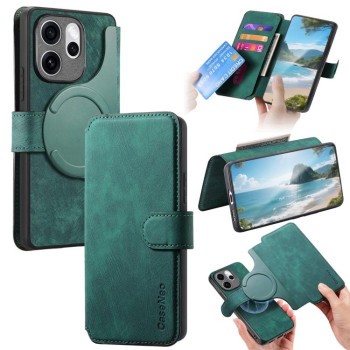 Чохол-книжка CaseNeo MagSafe RFID Anti-theft Retro Leather на OPPO Reno15 Pro 5G Global — зелений