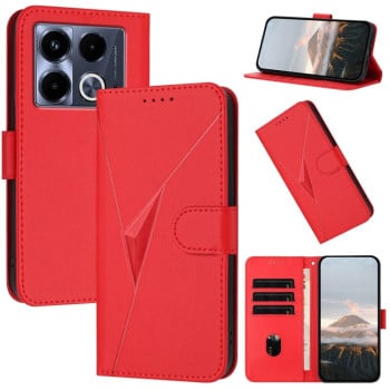 Чехол-книжка Triangle Pattern Buckle Clasp Leather на Infinix Note 40 4G - красный