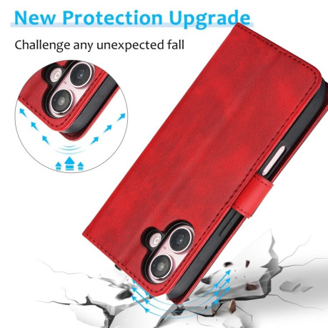 Чохол-книжка Calf Texture 2 in 1 Detachable Magnetic на iPhone 16 - червоний