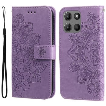 Чохол-книжка 7-petal Flowers Embossing для Motorola Moto G15/G15 Power - фіолетовий