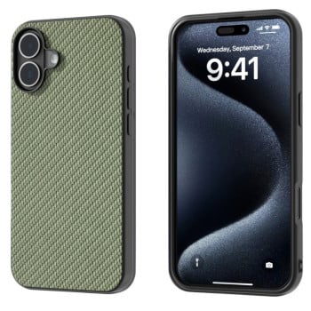 Ударозахисний чохол Carbon Fiber Texture Protective на iPhone 16 Plus - зелений