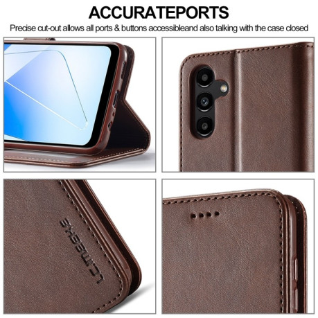 Чехол книжка LCIMEEKE Calf Texture на Samsung Galaxy A55 5G - кофейный