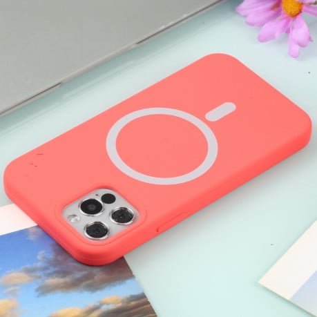Противоударный чехол Nano Silicone (Magsafe) для iPhone 13 Pro Max - розово-красный