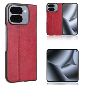 Чехол с прострочкой Sewing Cow Pattern для Google Pixel 10 Pro Fold — красный