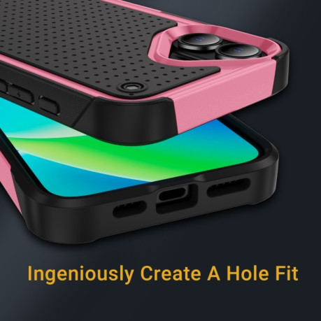 Чохол протиударний PC + TPU Shockproof Protective для iPhone 16 - Pink+Black