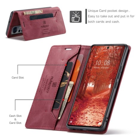 Чехол-книжка Retro Skin-feel Crazy Horse RFID для Xiaomi 12 Lite - винно-красный