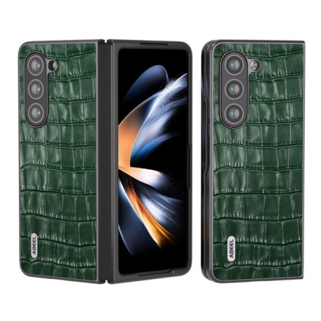 Противоударный кожаный чехол ABEEL Crocodile Texture для Samsung Galaxy Fold 5 - зелёный