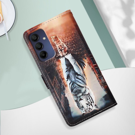 Чехол-книжка Colored Drawing Pattern Plain Weave Leather для Samsung Galaxy A16 5G - Cats And Tigers