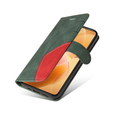 Чохол-книжка Dual-color Splicing Flip Leather для Xiaomi 14T Pro - зелений