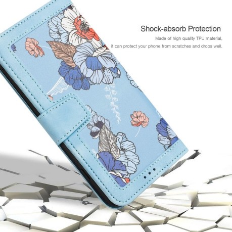 Чехол-книжка Floral Pattern Leather для Samsung Galaxy A56 5G - голубой