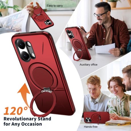 Чохол Metal Rotation Holder MagSafe TPU Hybrid PC з металевим поворотним тримачем і MagSafe на Xiaomi Redmi Turbo 5 Max 5G / Poco X8 Pro Max 5G — червоний