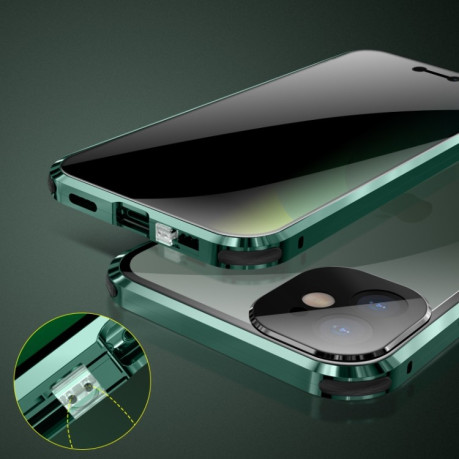 Двусторонний магнитный чехол Anti spy glass  Four-corner Magnetic Metal для iPhone 12 Pro Max - красный