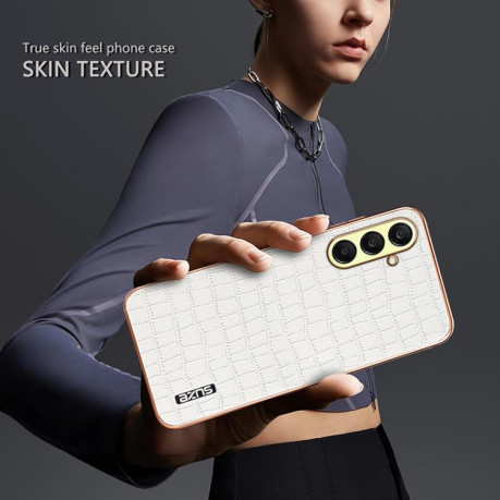 Чехол AZNS металлизированная рамка Electroplated Frame фактура “крокодил” на Samsung Galaxy A17 4G / 5G - зеленый