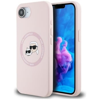 Оригинальный силиконовый чехол Karl Lagerfeld Karl &amp; Choupette MagSafe для iPhone 16e - purple